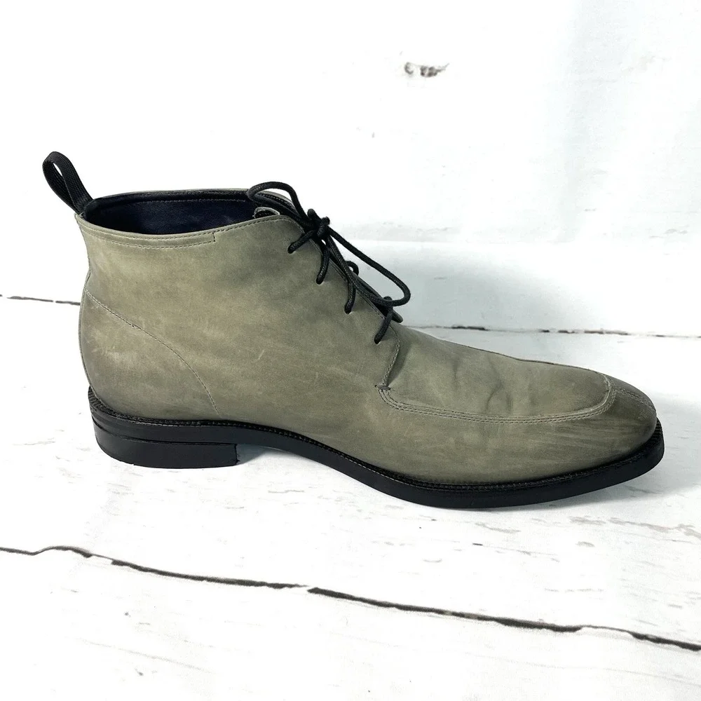 Cole Haan Wagner Boots Men's 13M Gray Chukka Apron Toe Leather Waterproof